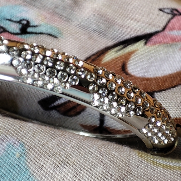 Talbots Silver Tone Clear Rhinestone Clamper Bangle Bracelet NWT Retired Vintage - Picture 10 of 12